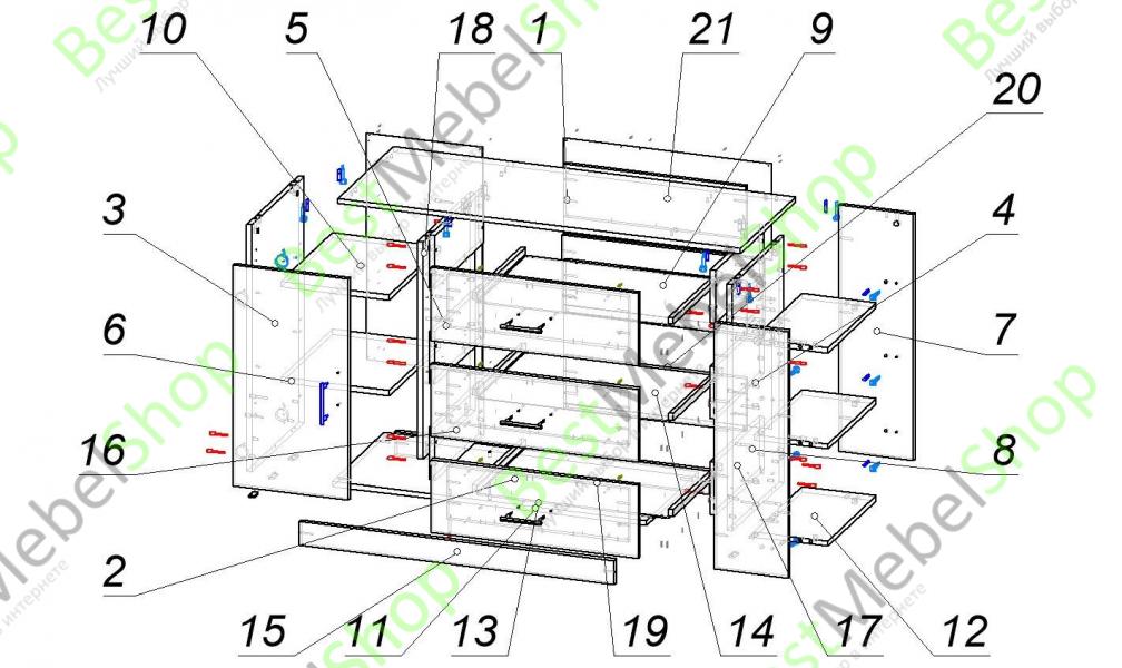 Схема сборки комода 4 ящика
