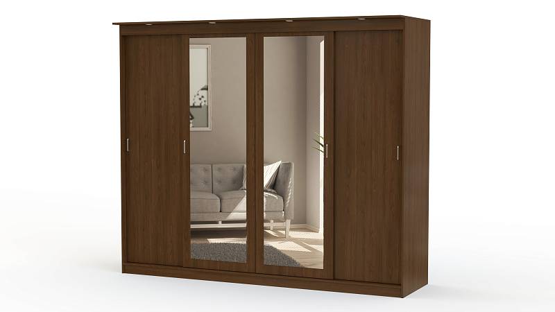 Шкаф купе Миллениум-4 BMS(Белье - Платье - Платье - Белье (3 полки) (4))