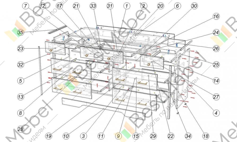 Схема сборки комода ливерпуль