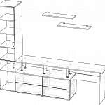 Чертеж Стенка со столом Вайти BMS