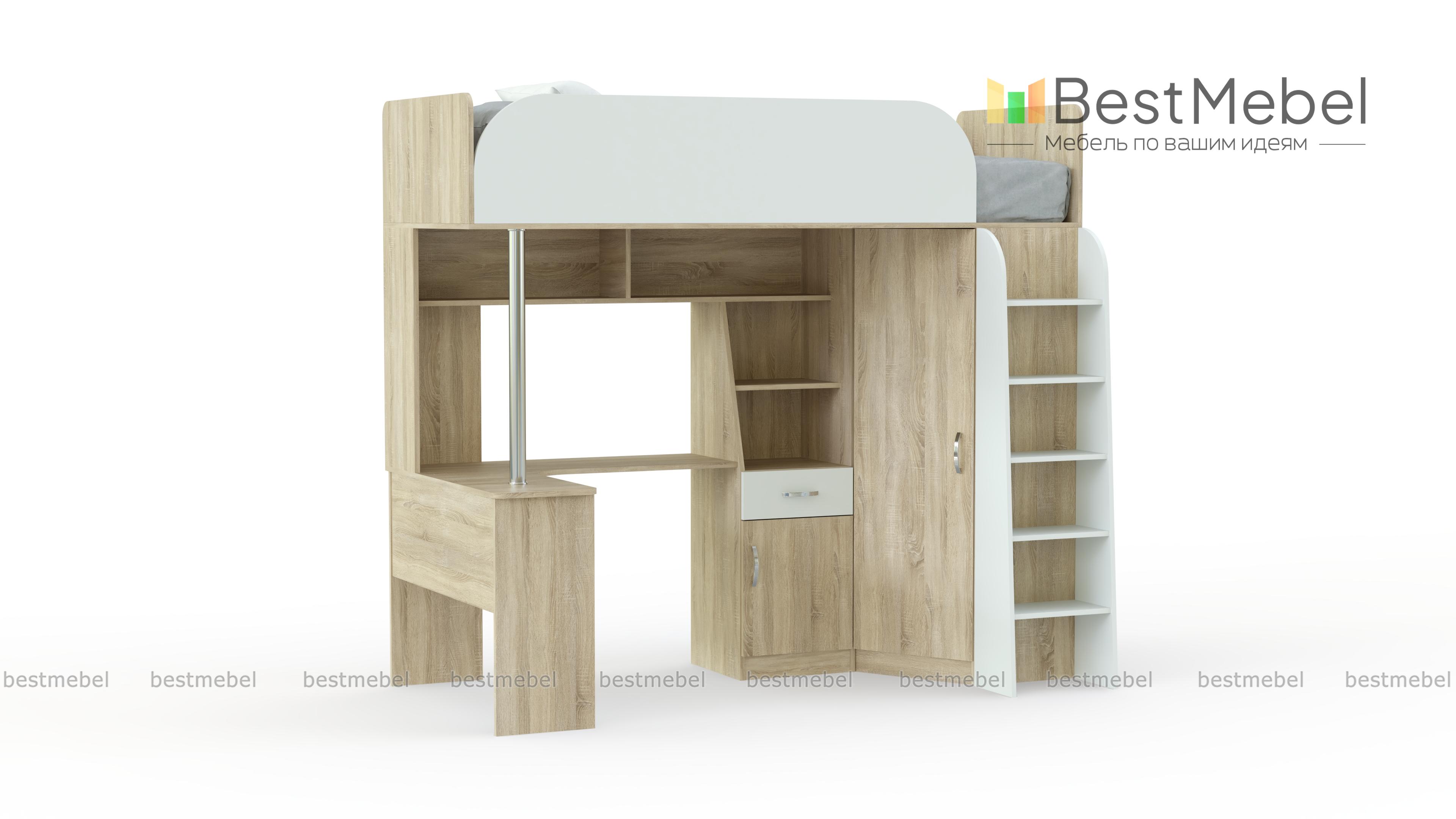 Угловая кровать-чердак Мультиплекс BMS - Фото